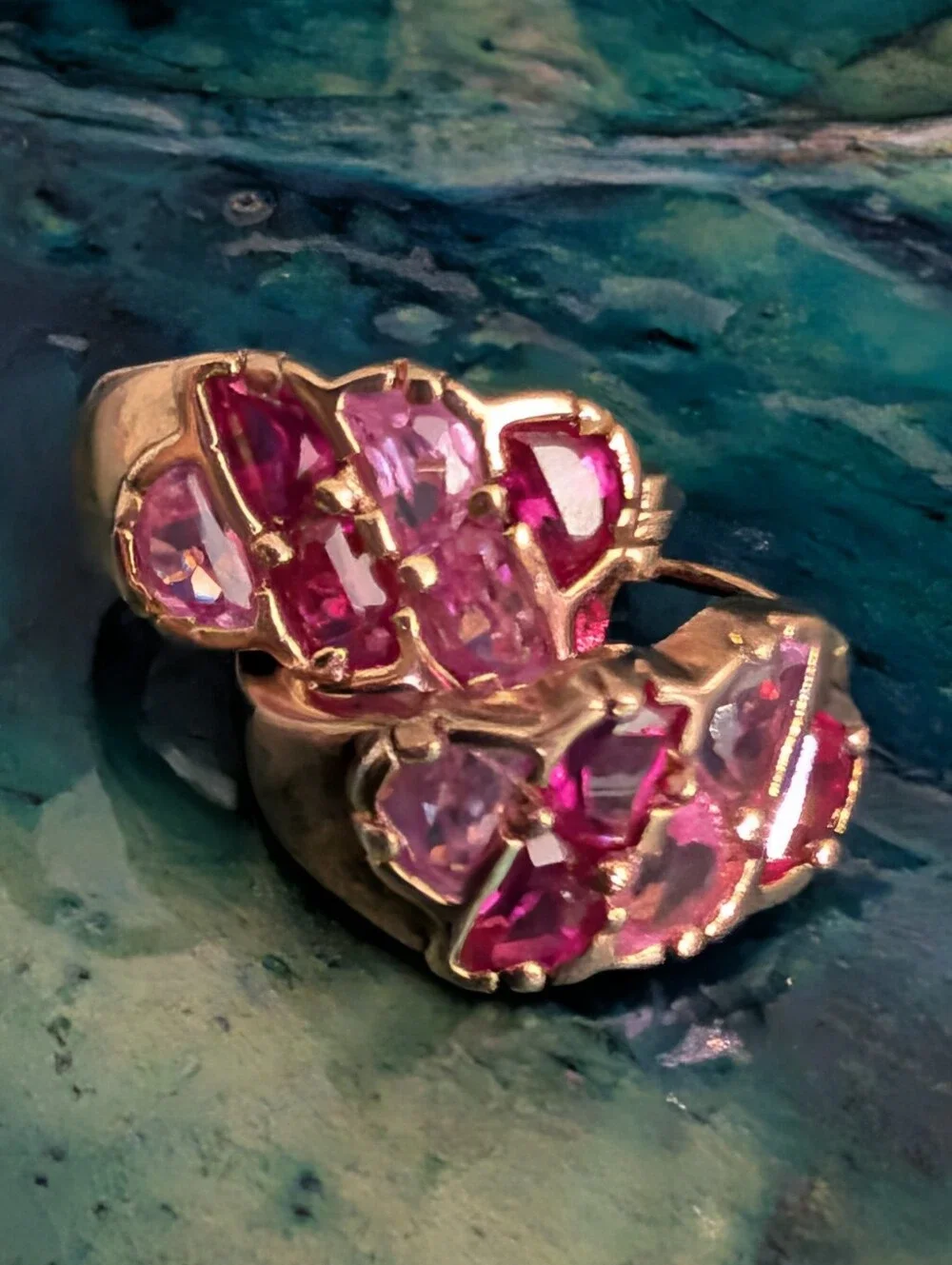 Amazing Rose Gold Plated Genuine Pink Sapphire Sterling Silver Hoop Earrings